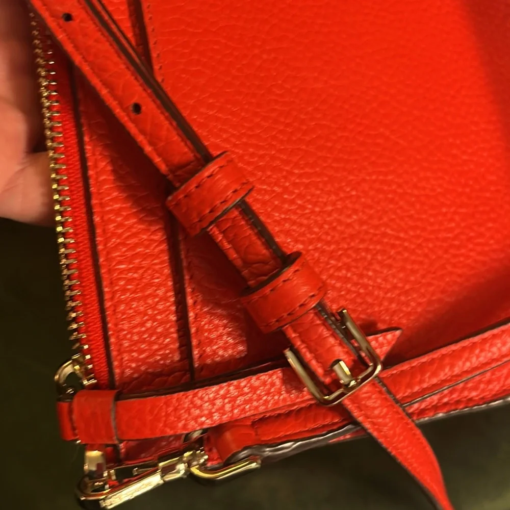 kate spade Red Pebbled Leather Studded Crossbody Satchel